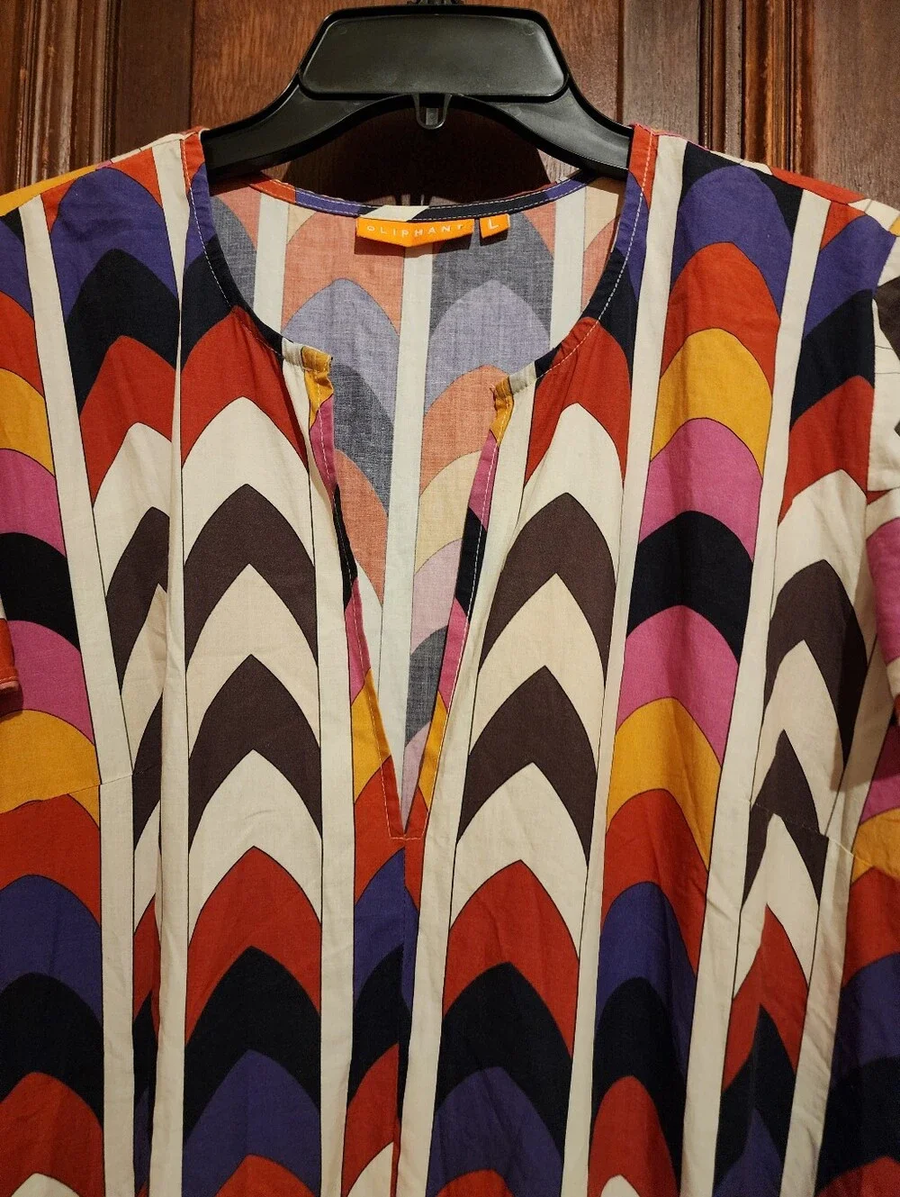NWOT-OLIPHANT Geometric Multicolor Tiered Maxi Dress Size L-BohoChic